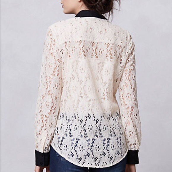 Anthro Vanessa Virginia Gemma Lace Buttondown - Picture 2 of 5